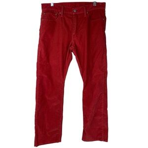 Levi's 514 Men's Vibrant Red Corduroy Pants 34x30